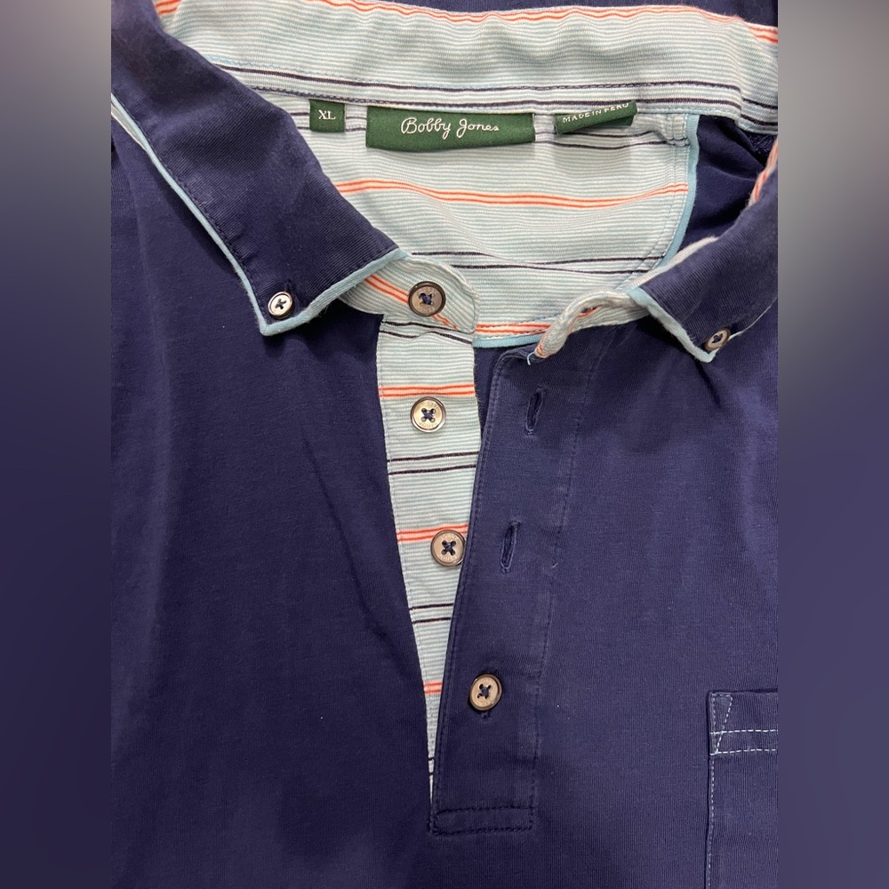 LN Bobby Jones polo Shirt Mens XL Navy Blue Golf Pima Cotton Short Sleeve - Picture 6 of 9